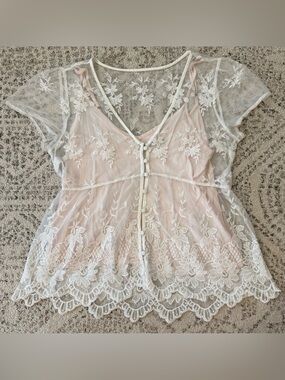 Abercrombie & Fitch Blush Cami Lace Overlay Sz S Y2K